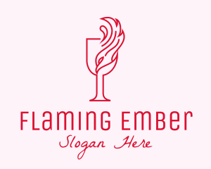 Flaming Wine Glass logo design