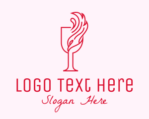 Wine - Flaming Wine Glass logo design