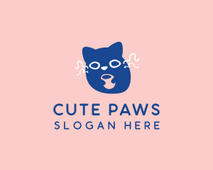 Cute Coffee Cat logo design