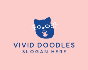 Cute Coffee Cat logo design