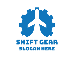 Blue Gear Airplane logo design