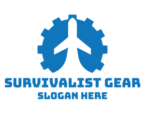 Blue Gear Airplane logo design