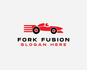 Fast Racing Car Fork logo design