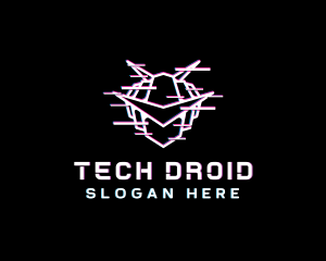 Robot Glitch Helmet logo design