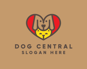 Dog Cat Heart logo design