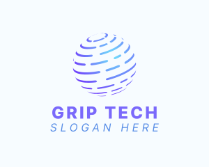 Futuristic Globe Tech Sphere logo design