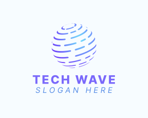 Futuristic Globe Tech Sphere logo design