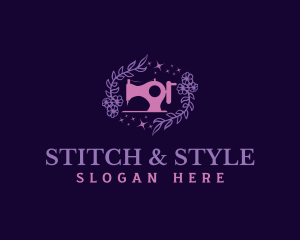  Dressmaker Sewing Machin Flower logo design