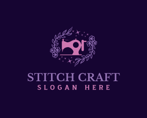  Dressmaker Sewing Machin Flower logo design