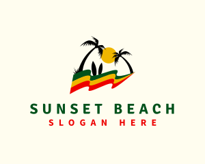 Caribbean Tropical Beach logo design