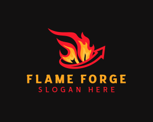 Flame Fire Arrow logo design