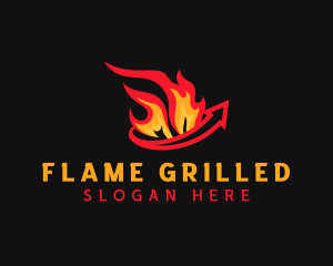 Flame Fire Arrow logo design