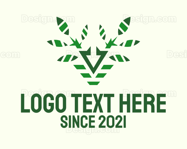 Green Reindeer Plant Logo