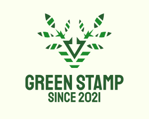 Green Reindeer Plant  logo design