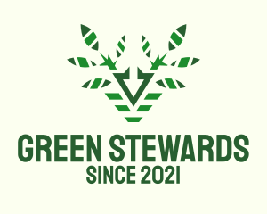 Green Reindeer Plant  logo design