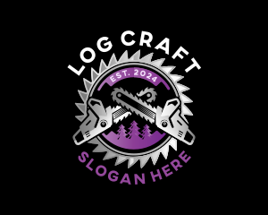 Chainsaw Logging Woodcutter logo design