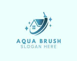 House Brush Swipe Cleaning logo design