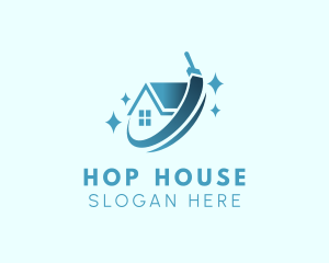 House Brush Swipe Cleaning logo design