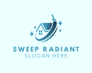 House Brush Swipe Cleaning logo design