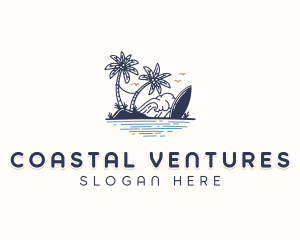 Beach Resort Surfboard logo design