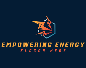 Hexagon Lightning Bolt logo design