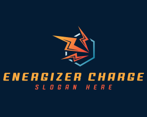 Hexagon Lightning Bolt logo design