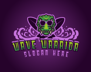 Crocodile Surfboard Wave logo