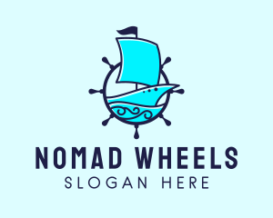 Ship Steering Wheel logo design