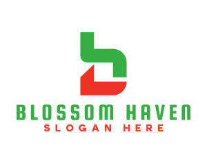 Green Red Modern B logo design