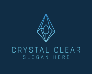 Crystal Droplet Gemstone logo design