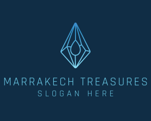 Crystal Droplet Gemstone logo design