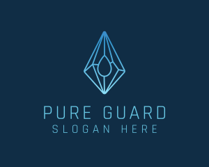 Crystal Droplet Gemstone logo design