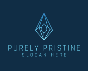 Crystal Droplet Gemstone logo design