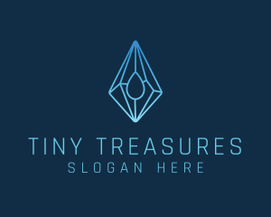 Crystal Droplet Gemstone logo design