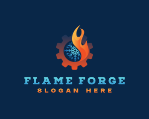 Snowflake Fire Gear logo design