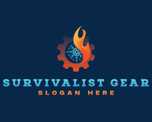 Snowflake Fire Gear logo design