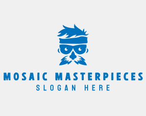 Hipster Mustache Man logo design