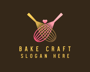 Gold Whisk Heart logo design