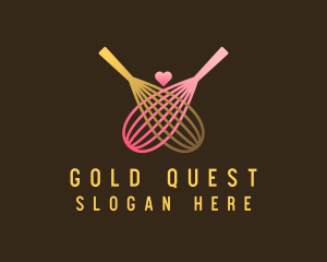 Gold Whisk Heart logo design