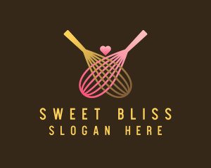 Gold Whisk Heart logo design