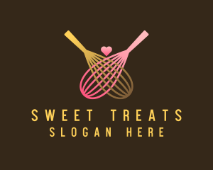 Gold Whisk Heart logo design