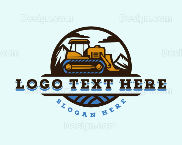 Industrial Bulldozer Construction Logo