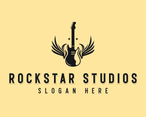 Guitar Wings Rockstar logo design