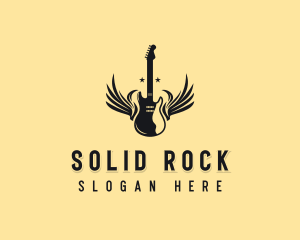 Guitar Wings Rockstar logo design