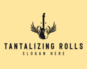 Guitar Wings Rockstar logo design