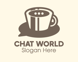 Coffee Cup Chat Messaging logo design