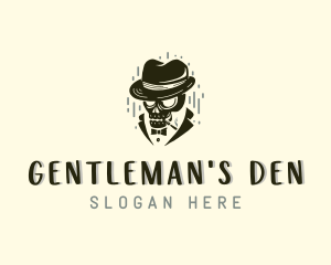 Skull Gentleman Smoker logo design