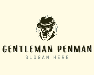 Skull Gentleman Smoker logo design