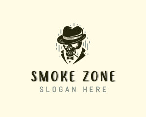 Skull Gentleman Smoker logo design