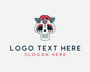 Mexican Calavera Skull logo design